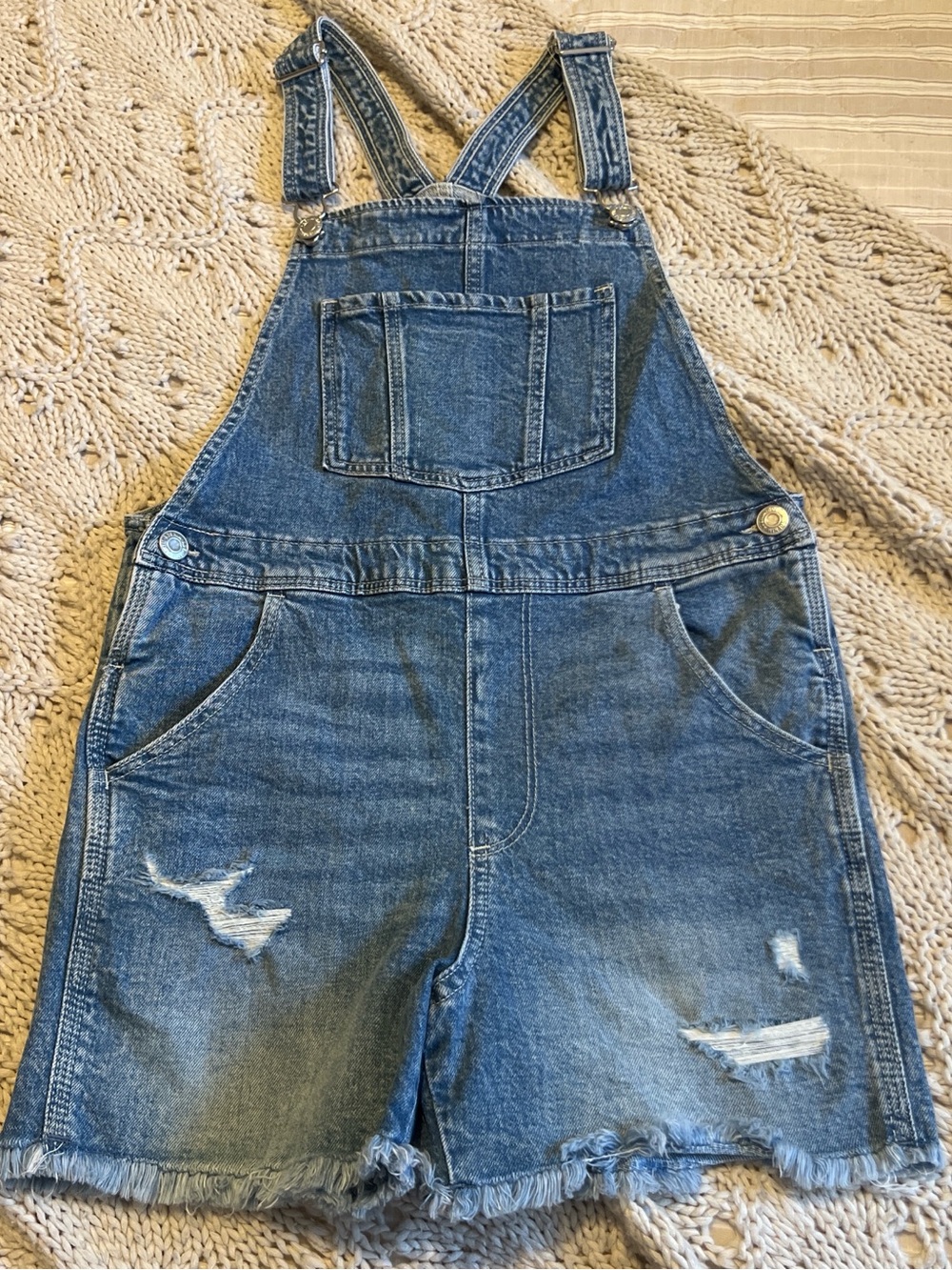 H&M Blue Denim Shorts Overalls